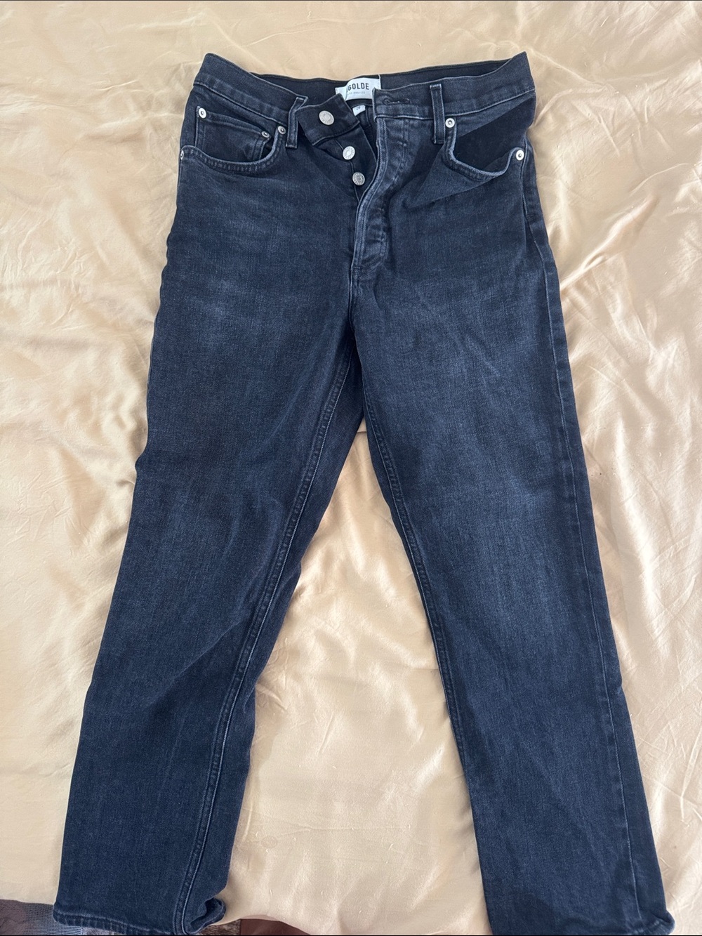 Agolde Riley crop Classic  Dark grey Wash Jeans - Button Fly